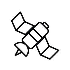 Artificial satellite in orbit around the earth. Signal satellite. Simple flat style icon