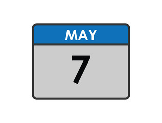 7th May calendar icon. Calendar template for the days of May.