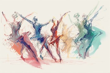 colorful background with dancing people