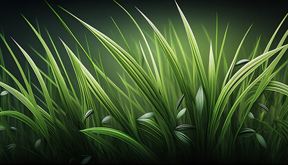 Grass Blades, a close-up of blades of grass and natural green background using generative art
