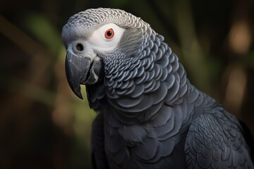 Obraz premium A friendly and social African Grey parrot talking and singing, showing off its intelligent and social nature. Generative AI