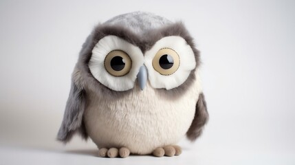 stuffed owl on white background