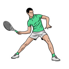 Obraz na płótnie Canvas Tennis player illustration vector. Man tennis player isolated
