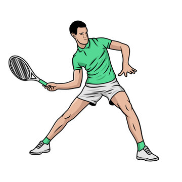 Tennis player illustration vector. Man tennis player isolated