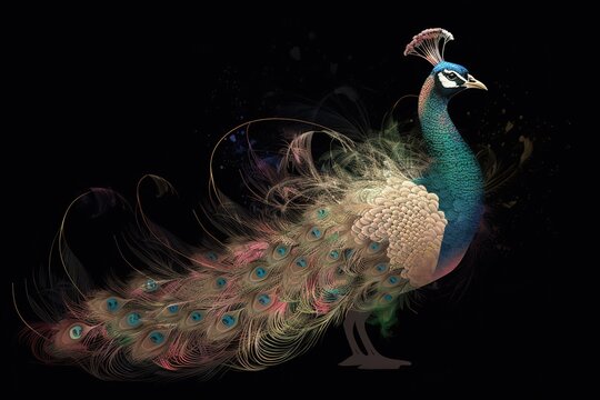 A graceful and elegant peacock displaying its feathers. Generative AI