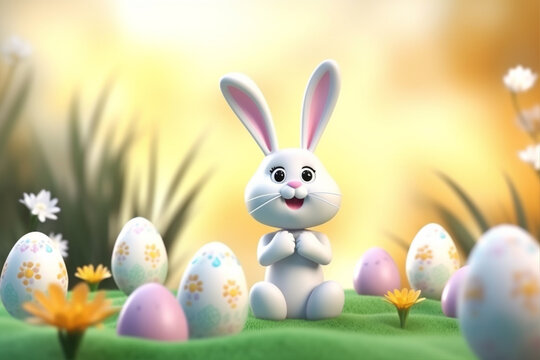 Easter day background with generative ai 
