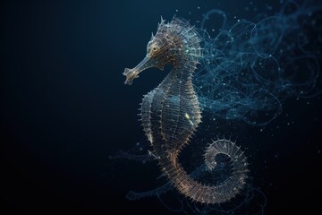 A graceful and elegant seahorse floating in the ocean. Generative AI - obrazy, fototapety, plakaty