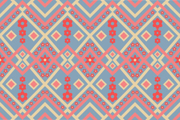 Geometric retro colors ethnic oriental pattern traditional Design for background,carpet,wallpaper,clothing,wrapping,fabric,Vector illustration.embroidery style.