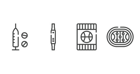 winter sport outline icons set. thin line icons sheet included doping, fitness watch, blue card, hockey arena vector.