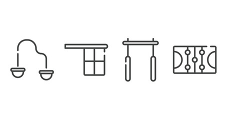 winter sport outline icons set. thin line icons sheet included resistance band, offside, horizontal bar, ice court vector.