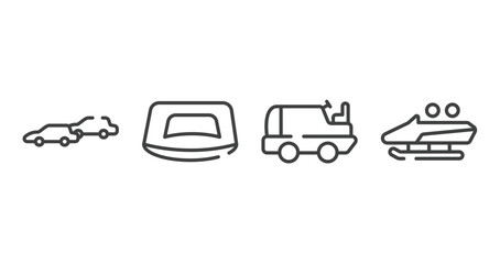 winter sports outline icons set. thin line icons sheet included chase, push up, ice resurfacer, bobsled vector.