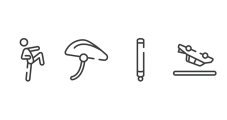 diving outline icons set. thin line icons sheet included ritual, bike helmet, glowstick, null vector.