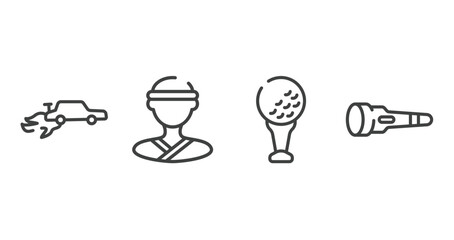 diving outline icons set. thin line icons sheet included autocross, judoka, tee, dive light vector.