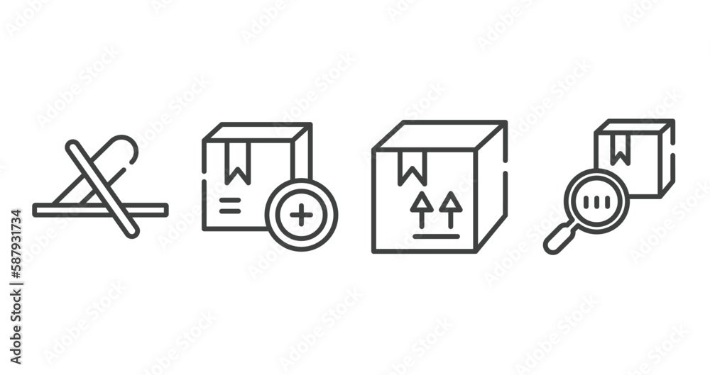 Poster shipping and delivery outline icons set. thin line icons sheet included do not use cutter, add packa