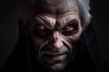 portrait of old scary vampire Count Dracula. Generative AI illustration