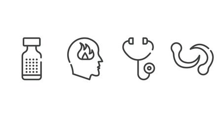alternative medicine outline icons set. thin line icons sheet included homeopathy, emotions, diage, leech vector.