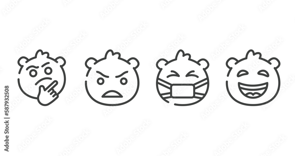 Canvas Prints emoji outline icons set. thin line icons sheet included curious emoji, angry emoji, sick laughing vector.