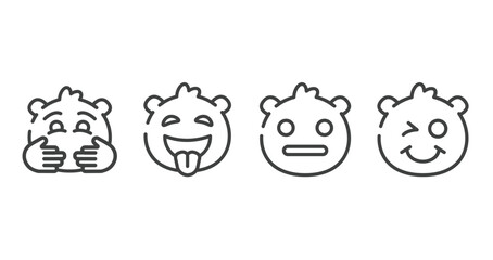 emoji outline icons set. thin line icons sheet included hugging emoji, tongue out emoji, expressionless smile vector.
