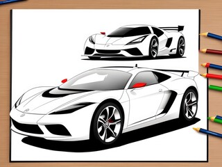 Concept drawing of a sports car. Generative AI