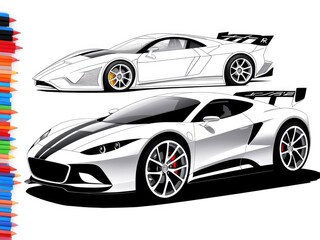Plakat Concept drawing of a sports car. Generative AI