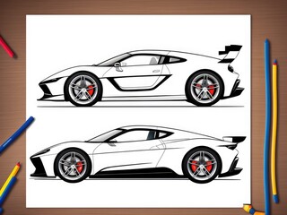 Concept drawing of a sports car. Generative AI
