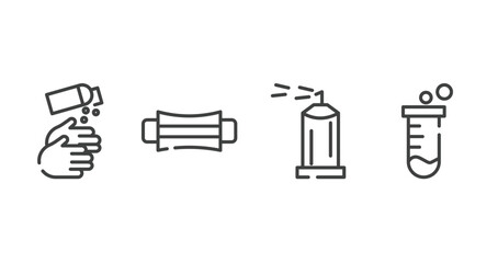 outline icons set. thin line icons sheet included handwash, hygiene mask, spray, test tube vector.