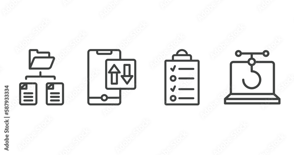 Poster cyber security outline icons set. thin line icons sheet included folder network, mobile data, data l