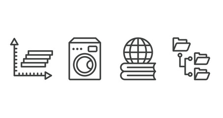 computer functions outline icons set. thin line icons sheet included frequency graph, electric appliances, learning, directory vector.