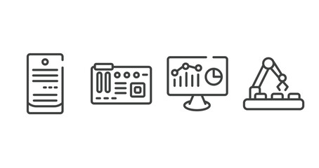 ai for earth outline icons set. thin line icons sheet included computer server, motherboard, web analytics, conveyor belt vector.