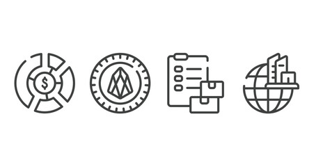 global business outline icons set. thin line icons sheet included allocation, null, customs, headquarters vector.