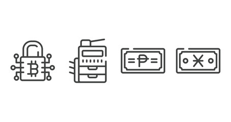 business outline icons set. thin line icons sheet included water hine, analytic, check book, creative mind vector.