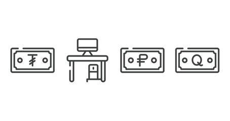 banking and finance outline icons set. thin line icons sheet included criminal, halving, strategic, online money vector.