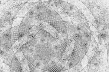 Black floral pattern of curves and waves on a white background. Abstract fractal 3D rendering