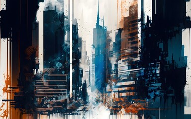 Fototapeta na wymiar abstract grunge of cityscape, illustration painting, Generative AI