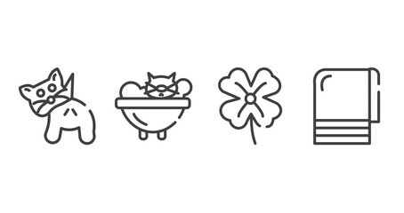 pet grooming outline icons set. thin line icons sheet included null, cat bath, clover, towel vector.