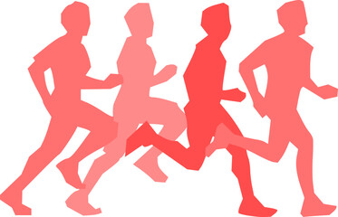 vector illustration of the running people silhouettes