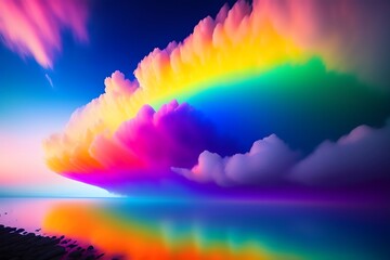 Fototapeta na wymiar Graphic representation of Rainbow Heart Cloud in the Sky. Generative AI. 