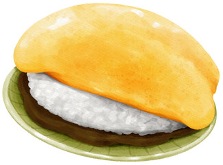 omelette rice watercolor