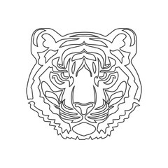 Line art vector of tiger face. Line art tiger.