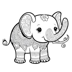 Cute elephant decorated in mandala style