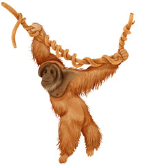 watercolor cute Orangutan © b.illustrations