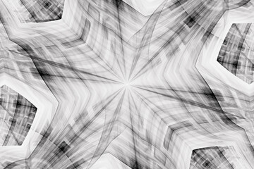 Black pattern of crooked waves on a white background. Abstract fractal 3D rendering