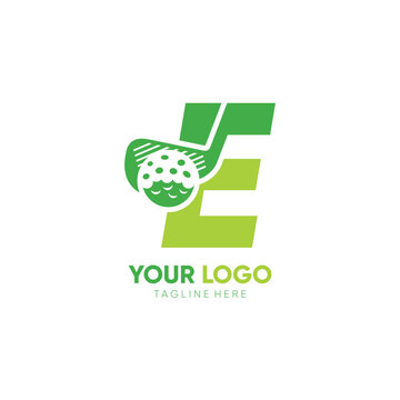 Letter E Initial Stick Golf Logo Design Vector Icon Graphic Emblem Illustration