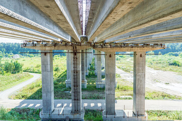 Supports of the Big Reinforced Concrete Bridge Under Construction