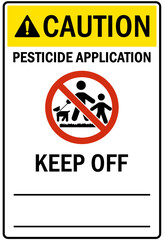 Pesticide chemical hazard sign and labels pesticide application, keep off