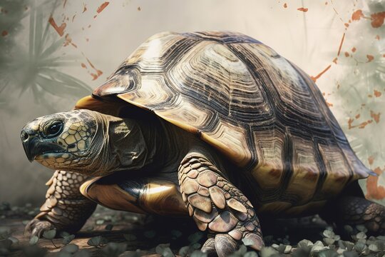 A calm and easygoing turtle basking on a rock. Generative AI