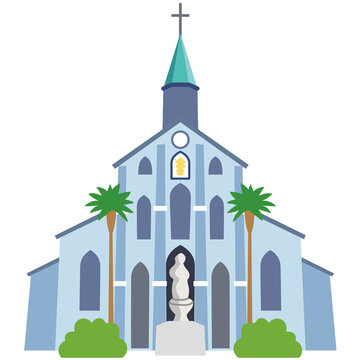 古い油絵 長崎 大浦天主堂