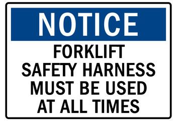 forklift warning sign and labels forklift safety harness must be used at all times
