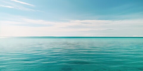 Obraz premium Panorama landscape of empty tropical turquoise sea and sky blue background. Generative AI