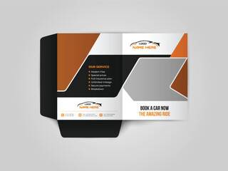 Car Rental Business folder for files design. Presentation Folder The layout is for posting information about the company, photo, text. Modern geometric style.